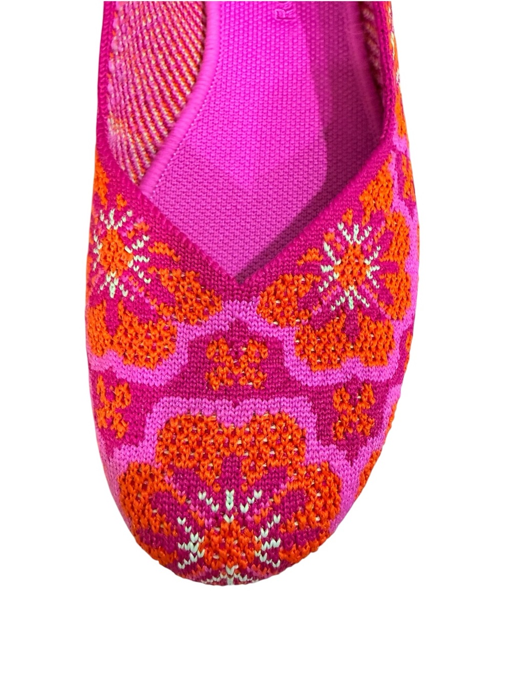 Rothy's Limited Edition Lotus Burst Pink and Orange Floral Knit Ballet Flats - Picture 8 of 9